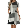 thumbnail image 1 of Abstract Geometric Art Beige Black Grey Short Sleeve Dress Women Summer Evening Dresses Ladies Sundress, 1 of 7
