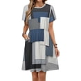 thumbnail image 1 of Abstract Geometric Art Blue Black Grey Dress Fashion Beach Short Sleeve Dresses Female Party Printed Sundress, 1 of 7
