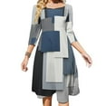 thumbnail image 1 of Abstract Geometric Art Blue Black Grey Women's Fall Dresses Casual Loose Flowy Swing Shift Dress, 1 of 9