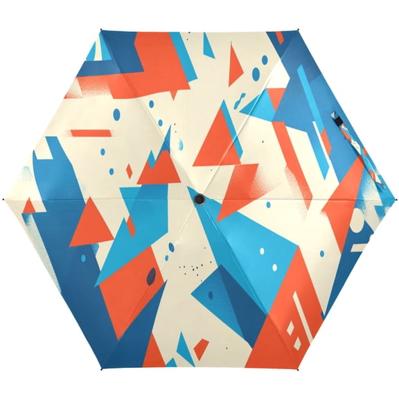 Abstract Geometric Art Design Umbrellas for Sun Auto Open Close UV50+ Waterproof 5-Fold Compact Fiberglass Frame