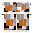 thumbnail image 1 of Abstract Geometric Art Kitchen Curtains and Valances Set, 3 Piece Kitchen Curtains Set 36 Inch Length, Orange Black Gray Rod Pocket Curtains Tier Farmhouse Window Curtains, 1 of 6