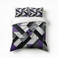 thumbnail image 1 of Abstract Geometric Art Purple Black Grey Bedding Set 3 Pcs Soft Microfiber Quilt Cover For Bedroom Decor, Comforter Cover With 2 Pillowcase, 1 of 5