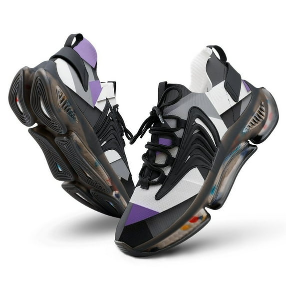 Abstract Geometric Art Purple Black Grey Walking Shoes for Men Woman Lightweight Tennis Fashion Elastic Sports Shoes Cushion Basketball Shoes
