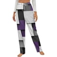thumbnail image 1 of Abstract Geometric Art, Purple Black Grey Winter Female Pants Flannel High Waist Women Pants Lady Warm Straight Leg Plush Trousers, 1 of 7
