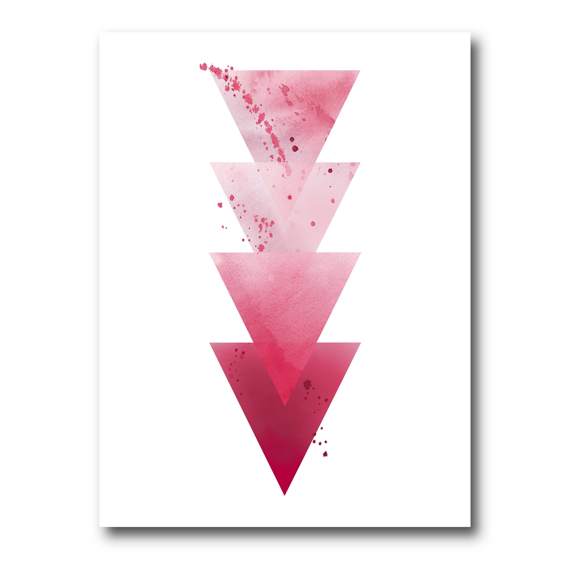 Abstract Geometric Art Red Triangles Composition 16 in x 32 in Painting Canvas Art Print, by Designart