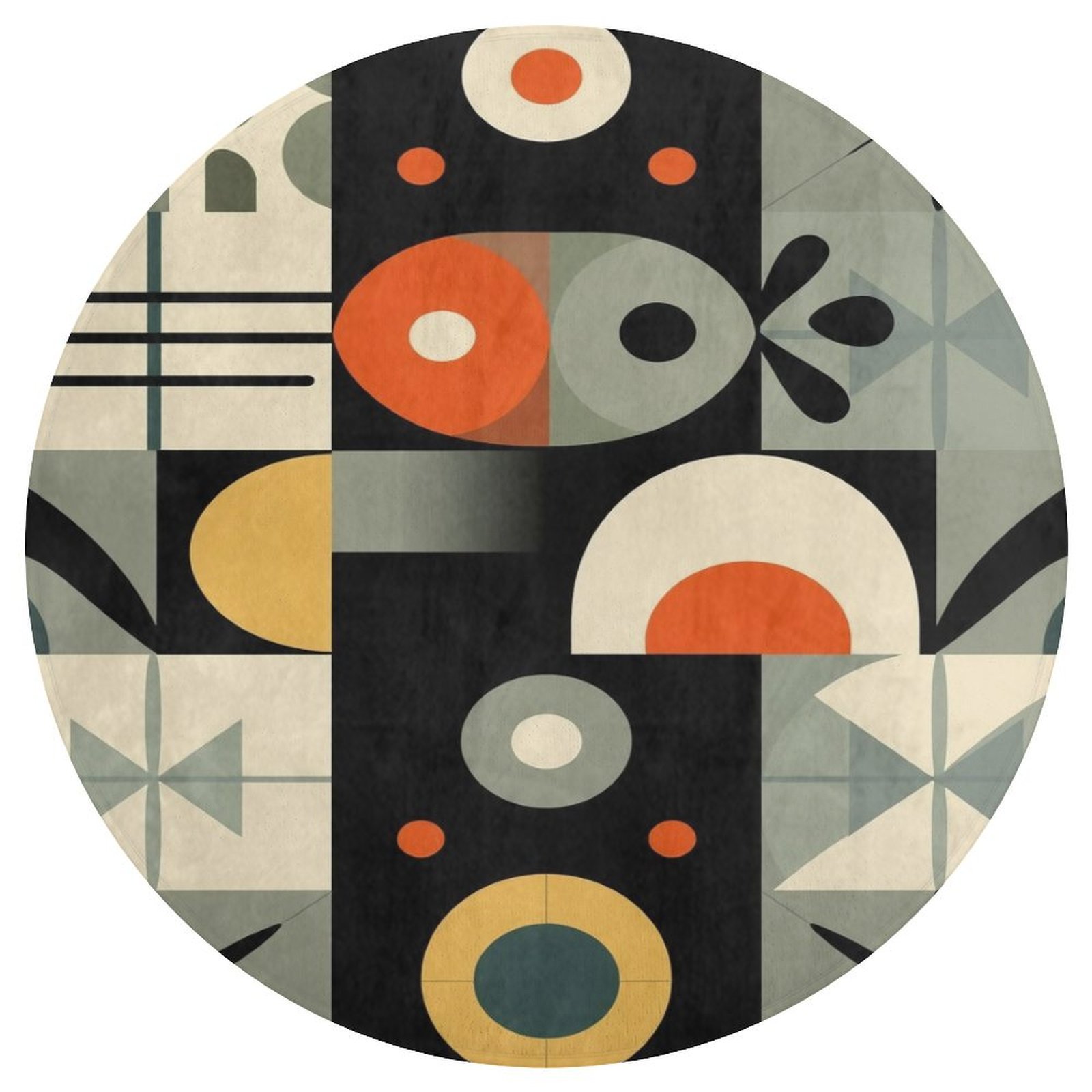 Mat Rug Circle Abstract Geometric Art Round Carpet Circle Rug Outdoor Patio Area Rug ...