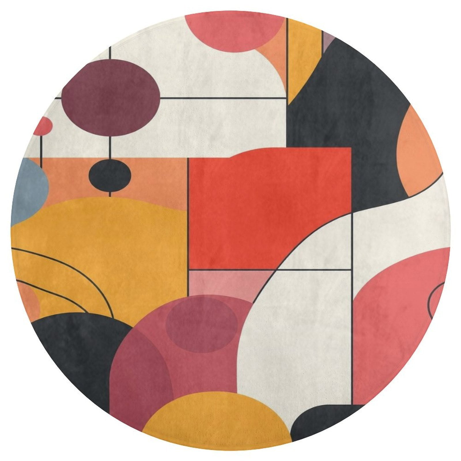 Abstract Geometric Art Round Carpet Rugs And Carpets for Home Living ...