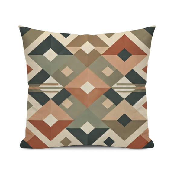 Abstract Geometric Art Trendy Triangle and Diamond Design Decorative Throw Pillow Cover, 18x18