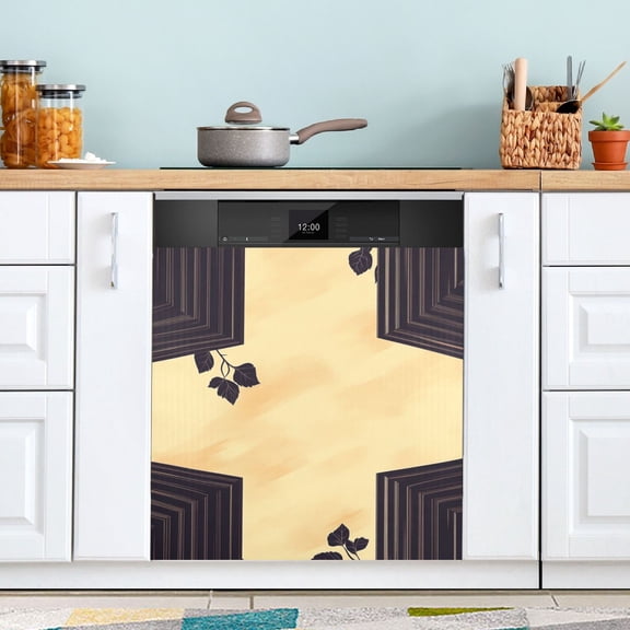 Abstract Geometric Arts Dishwasher Magnet Cover for Washers Fridge Panel Decal 23"W x 26"H Inch