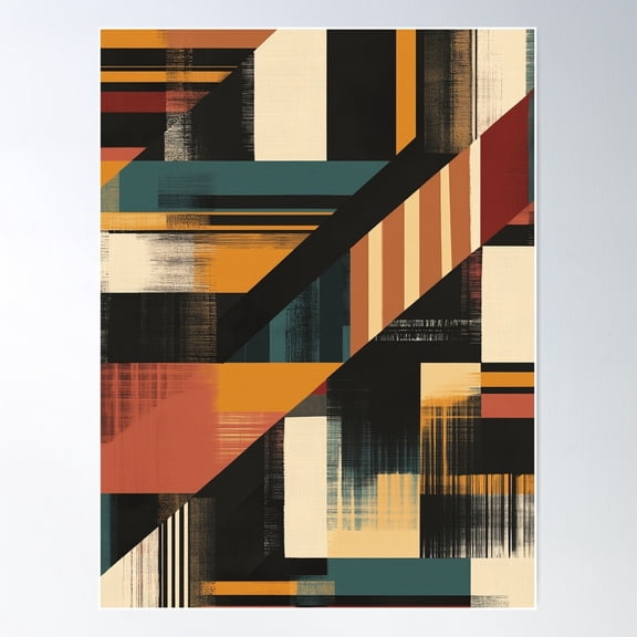 Abstract Geometric Artwork Featuring Bold Colors And Dynamic Shapes Poster Wall Art, Modern Wall Decor For Living Room Bedroom, 8x12 UNFRAMED