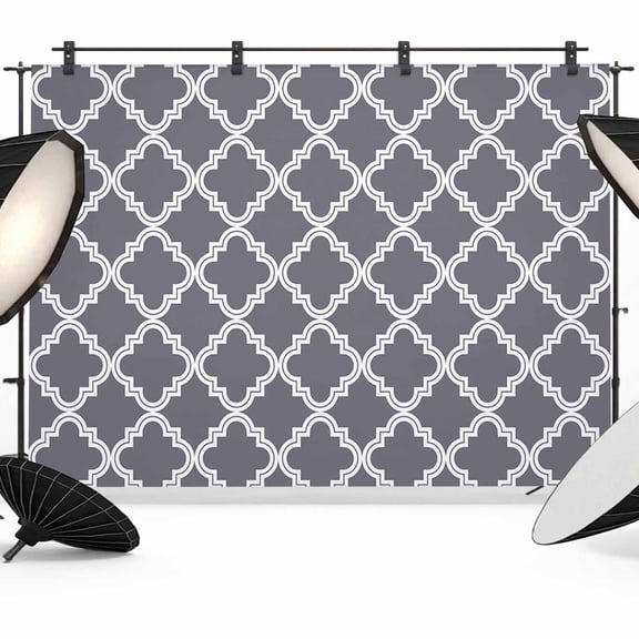 Abstract Geometric Backdrop for Photography, Dark Grey Moroccan Trellis Photo Backdrop Portrait Background Party Banner Photo Backgrounds for Studio Booth Props, 7x5ft