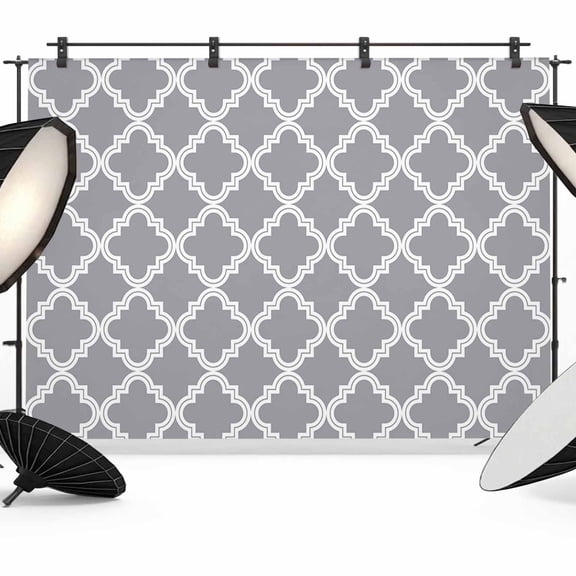 Abstract Geometric Backdrop for Photography, Gray Moroccan Trellis Photo Backdrop Portrait Background Party Banner Photo Backgrounds for Studio Booth Props, 12x8ft
