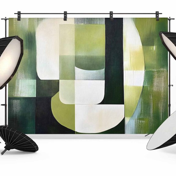 Abstract Geometric Backdrop for Photography, Watercolor Green Beige Decor Photo Backdrop Portrait Background Party Banner Photo Backgrounds for Studio Booth Props, 7x5ft