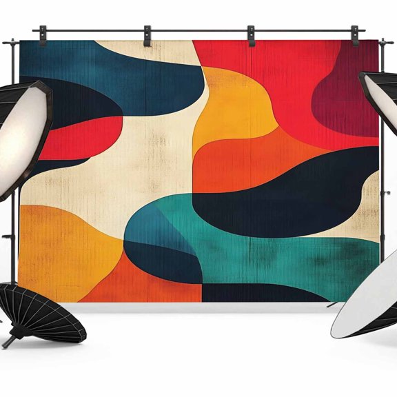 Abstract Geometric Backdrop for Photoshoot, Photography Photo Studio Background Wall Backdrop, Modern Aesthetics Vintage Back Drop Banner Panel for Portraits Wedding Party Live Streaming Decor 8x6Ft