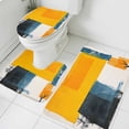 Abstract Geometric Bathroom Rugs Set Gradient Orange Blue Square Tree ...