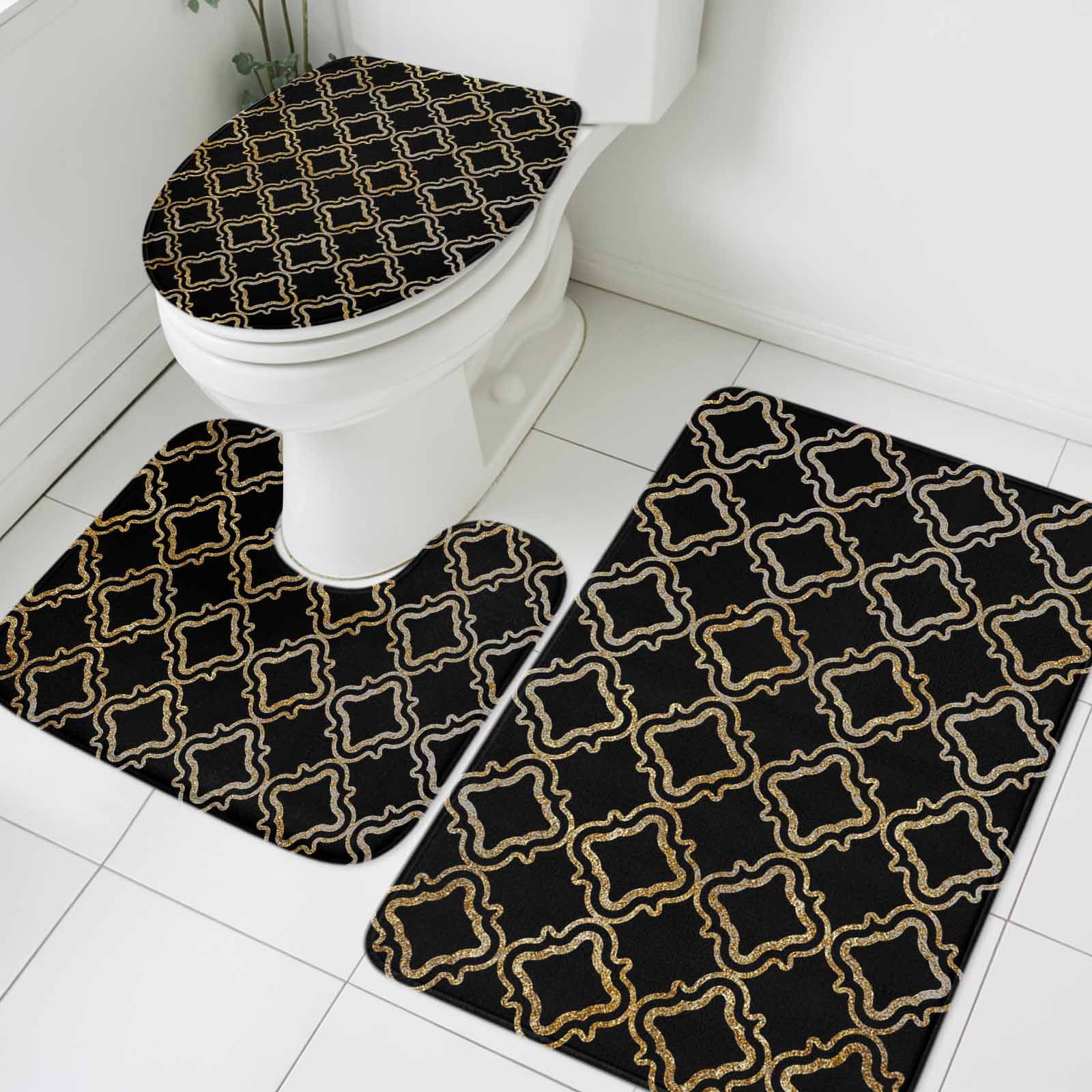 Gold And Black Bathroom Rugs