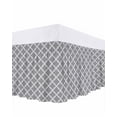 thumbnail image 1 of Abstract Geometric Bed Skirt Queen Size 18" Drop Gray Moroccan Trellis Ruffled Wrap Around Bed Skirts Adjustable Elastic Bedskirt Dust Ruffle for Queen Size Bed, 1 of 7