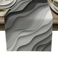 Abstract Geometric Black White Grey Color Block Linen Table Runners