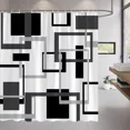 thumbnail image 1 of Abstract Geometric Black White Red Shower Curtain 3D Block Square Elegant Frame Modern r Fabric Bathroom with Hook Grey, 1 of 7