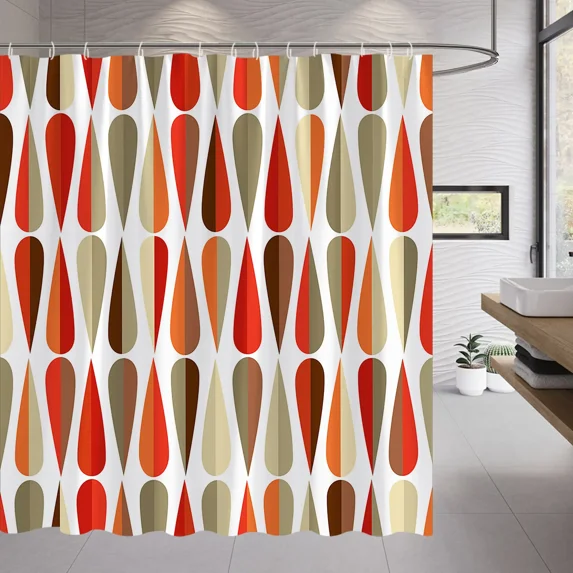 Abstract Geometric Black White Red Shower Curtain 3D Block Square Elegant Frame Modern r Fabric Bathroom with Hook Grey