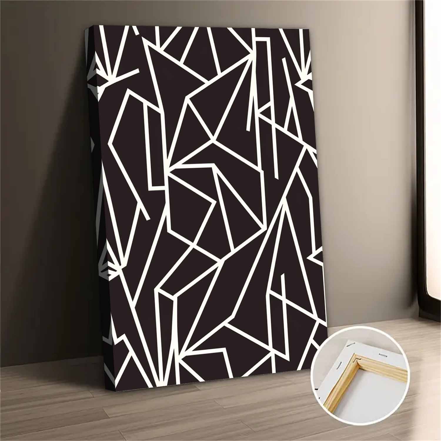 Abstract Geometric Black and White Canvas Wall Art - Walmart.com