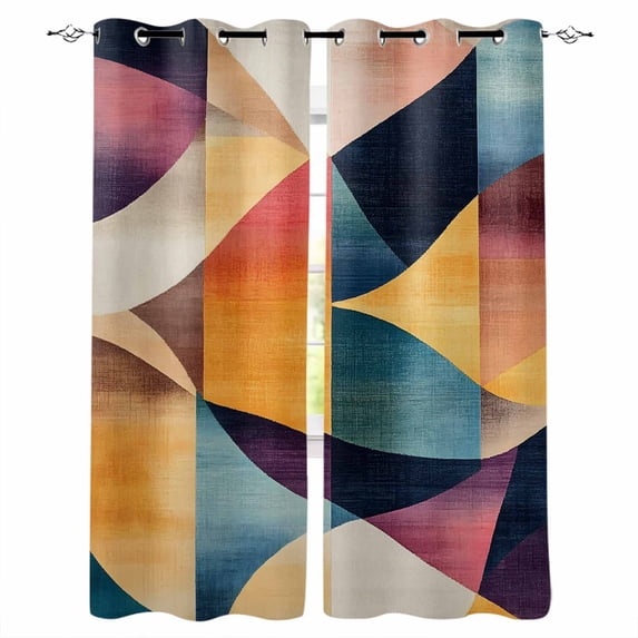 Abstract Geometric Blackout Curtains 96 Inches Long for Bedroom, Orange Neutral Modern Art Thermal Insulated Room Darkening Black Out Window Curtain Panels Grommet Drapes for Living Room