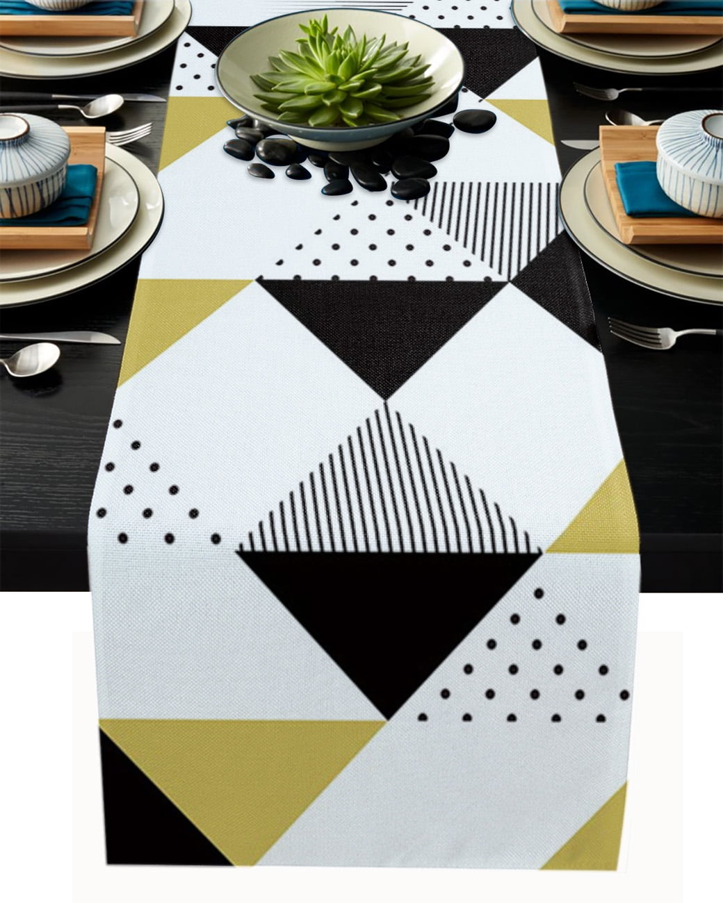 Abstract Geometric Block Color Table Runner Modern Wedding rations ...