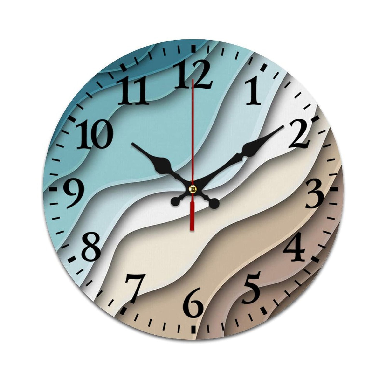 Abstract Geometric Blue Brown Gradient Wall Clock Modern Design Clocks ...