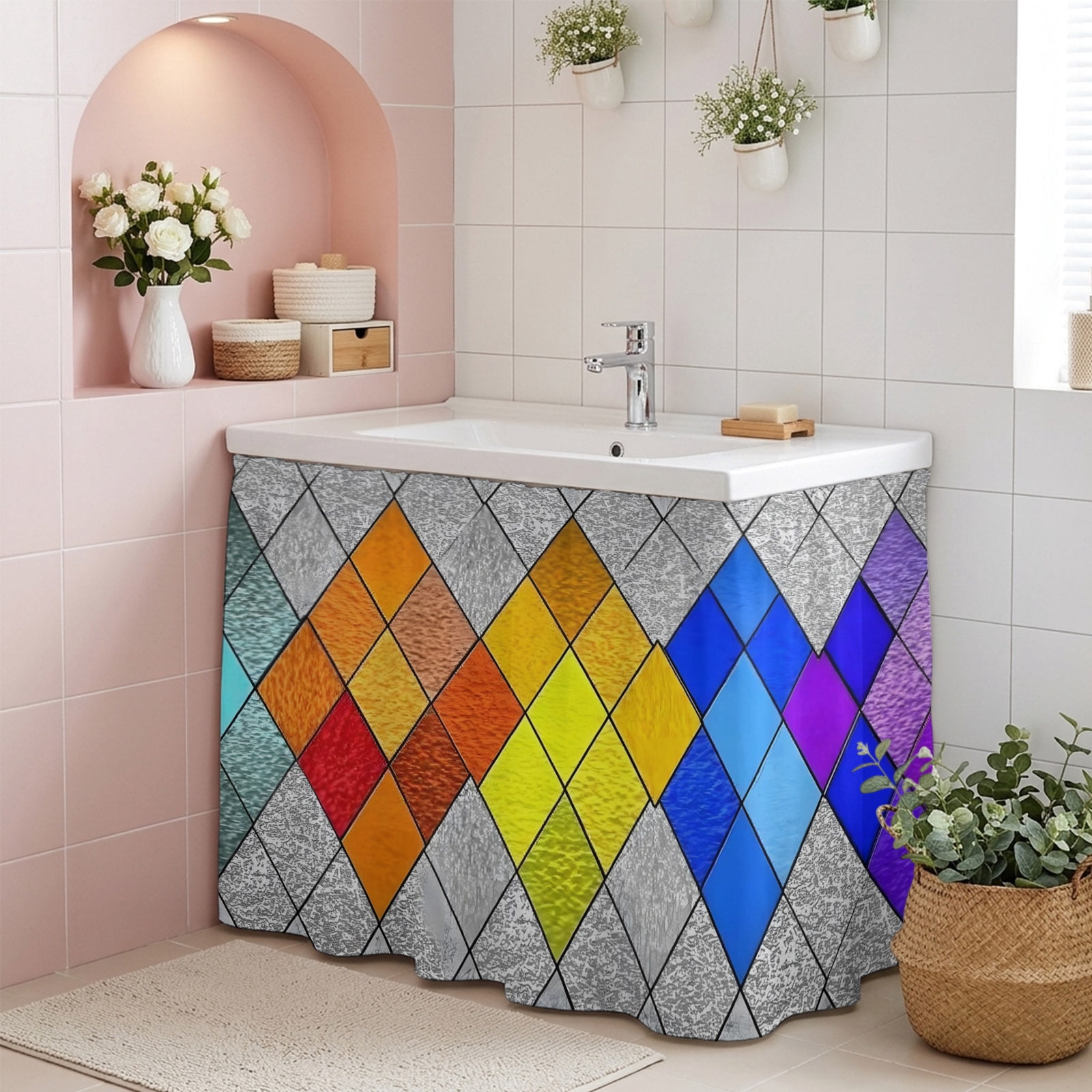 Abstract Geometric Cabinet Curtains 35