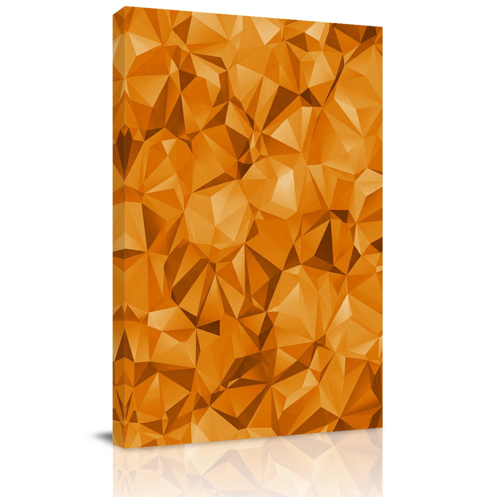 Image showcasing Abstract Geometric Canvas Wall Art for Living Room, Orange Modern ...