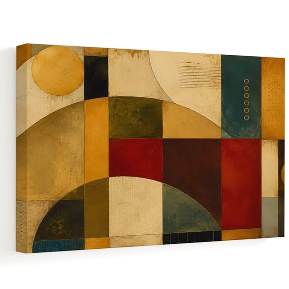 Abstract Geometric Canvas Wall Art, Modern Oil Painting Color Block Patchwork Wall Art Prints Artwork Framed Canvas Ready to Hang Art Pictures for Bathroom Bedroom Entry Desk Corner 10" x 8"