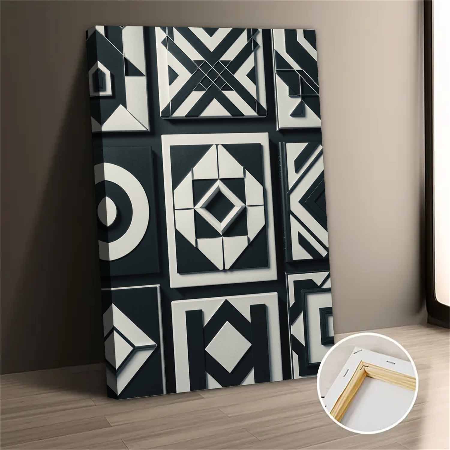 Abstract Geometric Canvas Wall Art Print For Living Room Bedroom ...