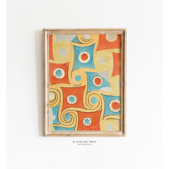 Abstract Geometric Ceiling Pattern Wall Art, Vintage Retro Midcentury Home Decor, Vivid Art Print Wj-316 Wall Art, Modern Wall Decor, 8x12 UNFRAMED