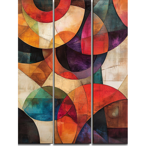 Abstract Geometric Circle Canvas Wall ArtSuitable for Living RoomBedroomOfficeDining Room and Hallway Decoration.