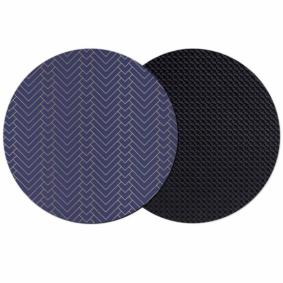 Abstract Geometric Coasters for Drinks,Absorbent Non Slip Rubber Drink Coasters Set of 2 for Cup,Table,Bar,Home Decor, Navy Blue Gold Minimalist Herringbone Pattern