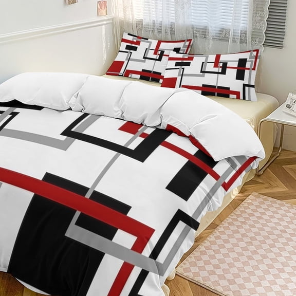 Abstract Geometric Color Bedding Set Duvet Cover Couple Bedclothes Pillowcase Customized Home Textiles Bed Set for Queen Size