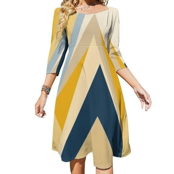 Abstract Geometric Color Block Art Dress Summer Dresses Woman Street Style Big Size Casual Dress