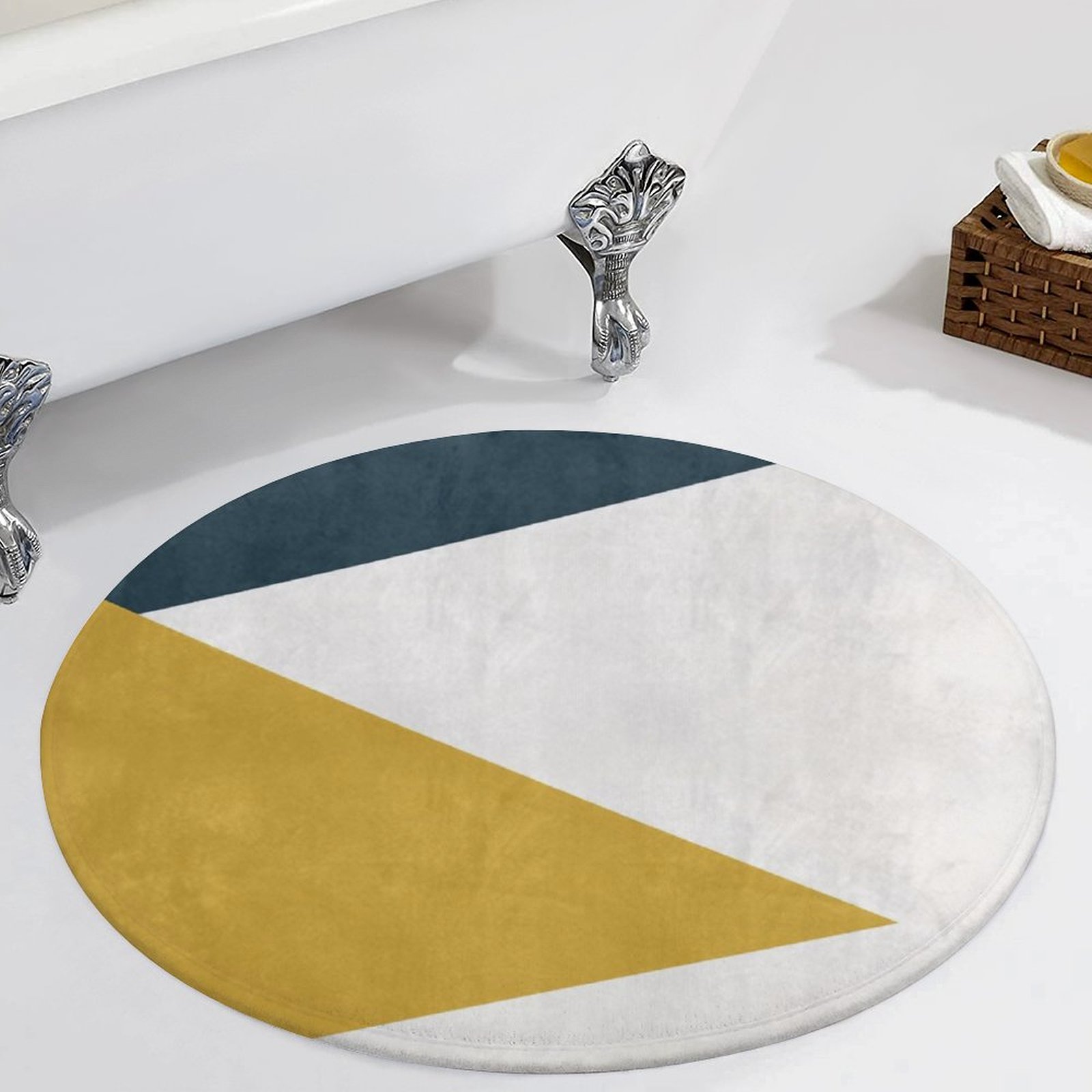 Abstract Geometric Color Block Art Round Carpet Circle Rug Outdoor ...