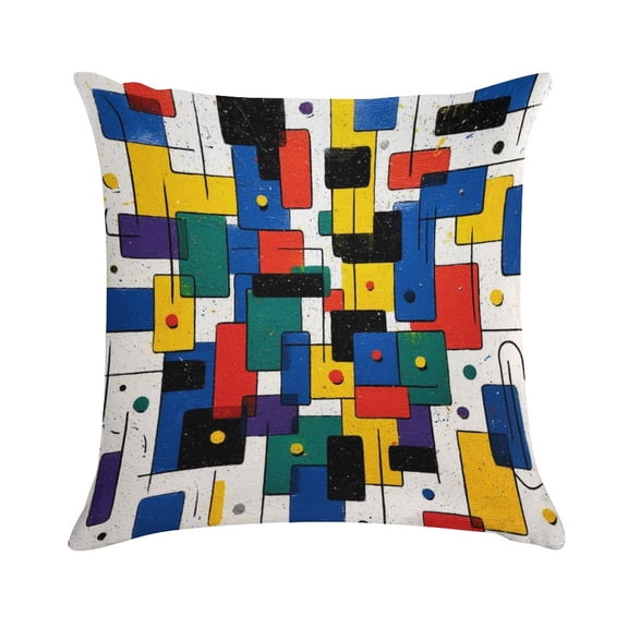 Abstract Geometric Color Block Pillow Cover, Velvet Cushion Case 18"x18" - Gift for Gemini | Housewarming Gift | Unique Home Decor Accent - PRINTANK-BGF548Z9