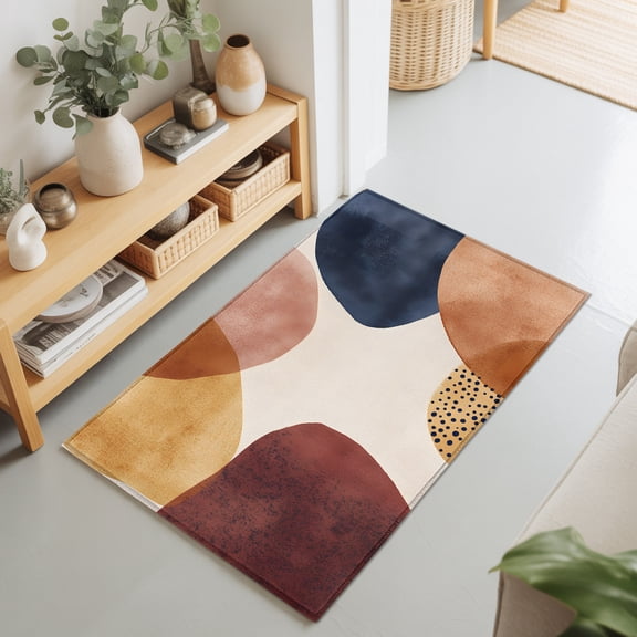 Abstract Geometric Color Block Rectangle Rug 2'x3' Boho Terracotta Aesthetic Washable Area Rugs for Living Room Bedroom Entryway Non Slip Entrance Door Mat Indoor Floor Carpet