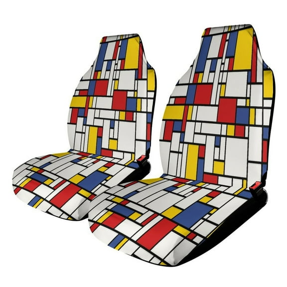 Abstract Geometric Color Car Seat Covers Car Accessories Pack of 2 Universal Front Seat Protective Cover