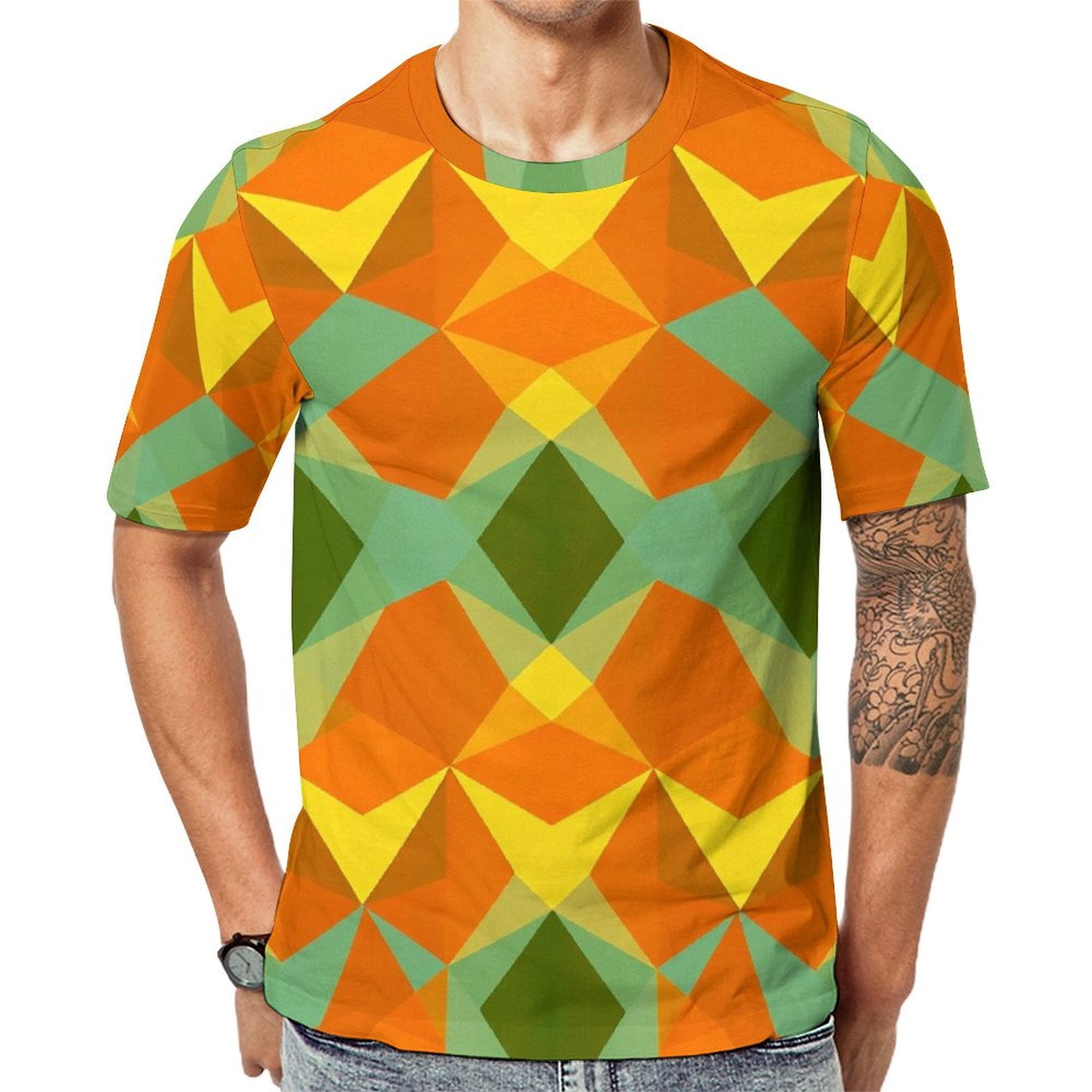 Abstract Geometric Colorful Pattern Design T-Shirt Man Fun Gym T Shirts ...