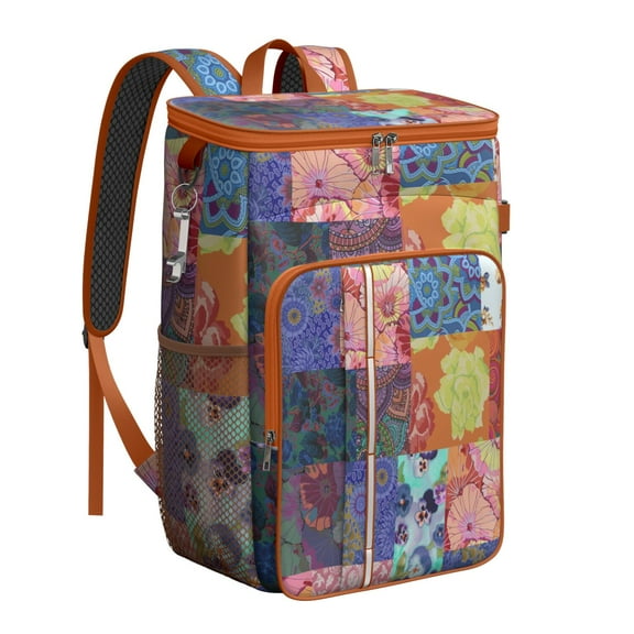 Abstract Geometric Cooler Backpack - 20L Insulated Leakproof Bag, Bohemian Style for Camping & Beach