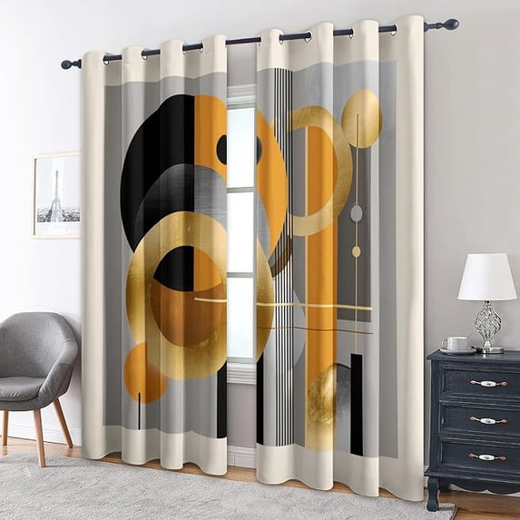 Abstract Geometric Curtains for Living Room, Mid Century Modern Home ...