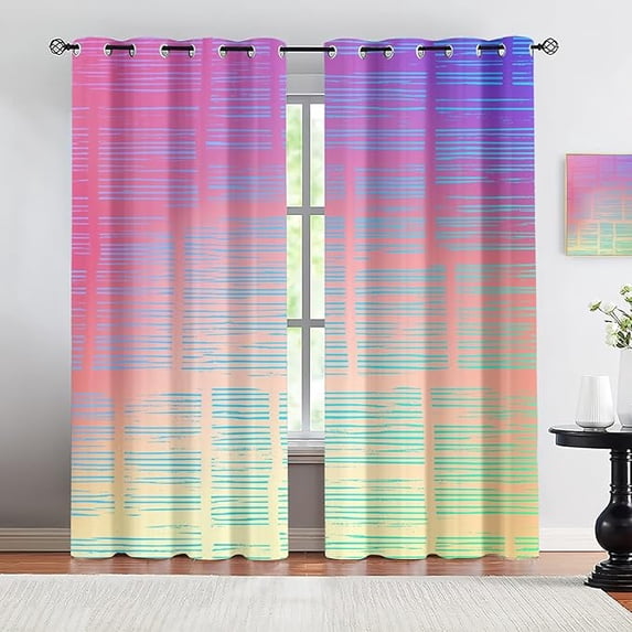 Abstract Geometric Design Blackout Curtains, Watercolor Texture Pattern ...