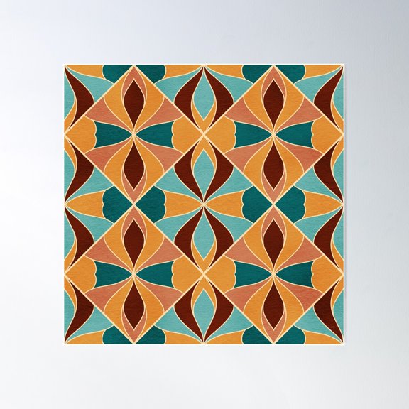 Abstract Geometric Diamond-Shape Pattern Poster Wall Art, Modern Wall Decor For Living Room Bedroom, 24x24 UNFRAMED