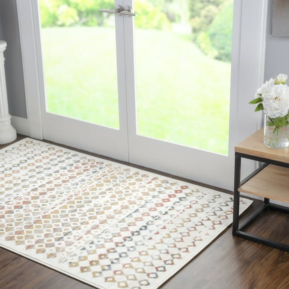 Abstract Geometric Diamonds Indoor Area Rug - 4 ft. x 6 ft., Bone-Tuscan by Blue Nile Mills