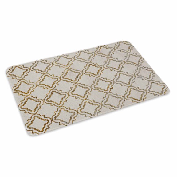 Abstract Geometric Doormat Modern Gold and Beige Retro Plaid Texture Non Slip Low Profile Rubber Door Mat Washable Absorbent Indoor Front Door Mat Entryway Rug Entrance Carpet 18x30 Inch