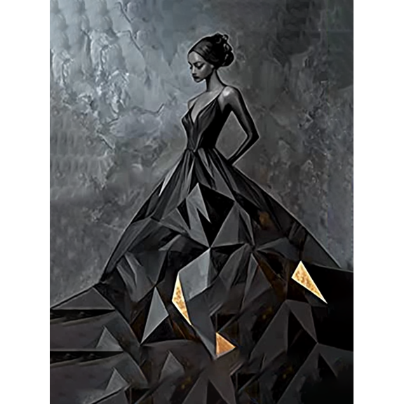 Abstract Geometric Dress Woman Decorative Painting/Canvas Art Perfect for Living Room Bedroom Dining Room Office Study Room Hallway and Hotel Decoration.
