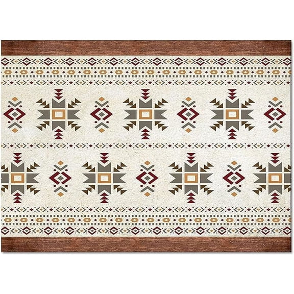 Abstract Geometric Ethnic Area Rugs, Boho Soft Washable Carpet, Upholstery Rug With Non-Slip Backing For Kids Boys Girls Bedroom Living Room Dining Room Study 5 x 6ft